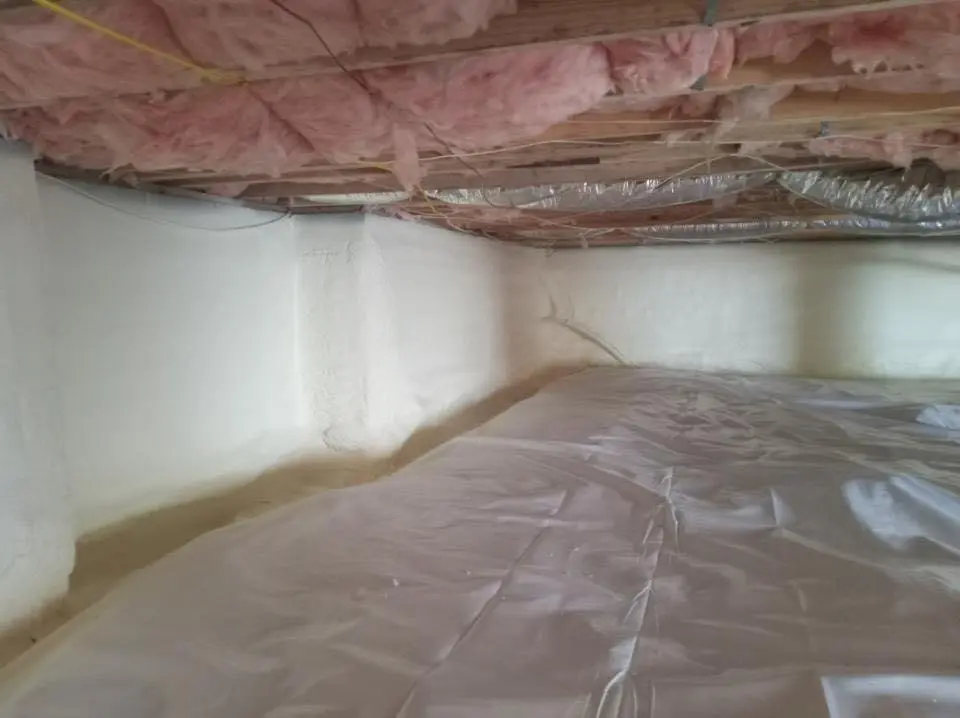Crawl space encapsulation with closed-cell spray foam for Metal Roof Coating in Waterford